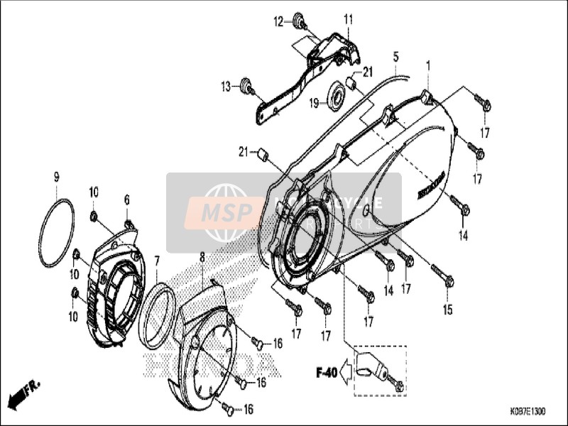 Honda NSS300A 2019 Left Crankcase Cover for a 2019 Honda NSS300A